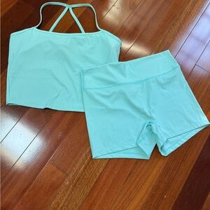 Athletic Bralette Tank Top and Short Set XL sea blue /Aqua